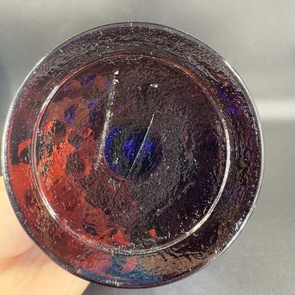 Vidrios De Levante Blown Cobalt Blue Parfait Glass Cups Goblets Set 2 Pebbled - Picture 7 of 13